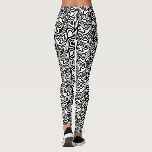 Wavy Trippy Optical Illusion Ying Yang Pattern Leggings (Achterkant)