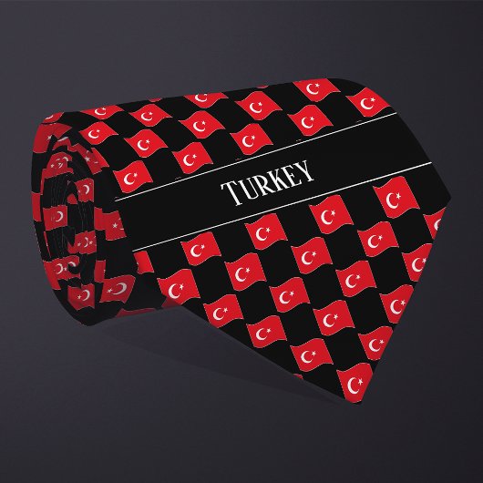 Wavy Turkey Flag Pattern Stropdas