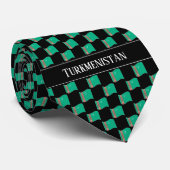 Wavy Turkmenistan Flag Pattern Stropdas (Opgerold)