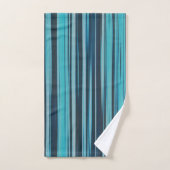Wavy Turquoise en Blue Stripes Bad Handdoek (Handdoek)