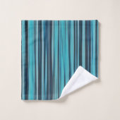 Wavy Turquoise en Blue Stripes Bad Handdoek (Wasdoekje)