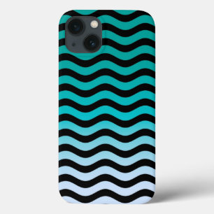 Wavy Turquoise Stripes iPhone 13 Hoesje