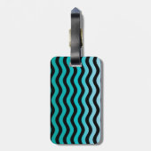 Wavy Turquoise Stripes Pattern Bagagelabel (Achterkant verticaal)