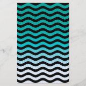Wavy Turquoise Stripes Pattern Briefpapier (Voorkant)