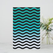 Wavy Turquoise Stripes Pattern Briefpapier (Staand voorkant)