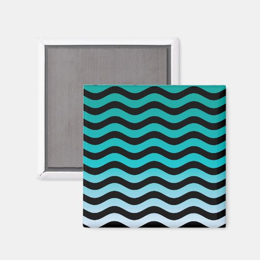 Wavy Turquoise Stripes Pattern Magneet (Voorkant / Achterkant)