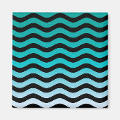 Wavy Turquoise Stripes Pattern Magneet (Voorkant)