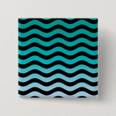 Wavy Turquoise Stripes Pattern Vierkante Button 5,1 Cm (Voorkant)