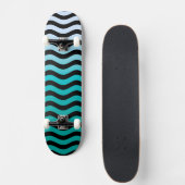 Wavy Turquoise Stripes Skateboard (Voorkant)