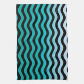 Wavy Turquoise Stripes Theedoek (Verticaal)