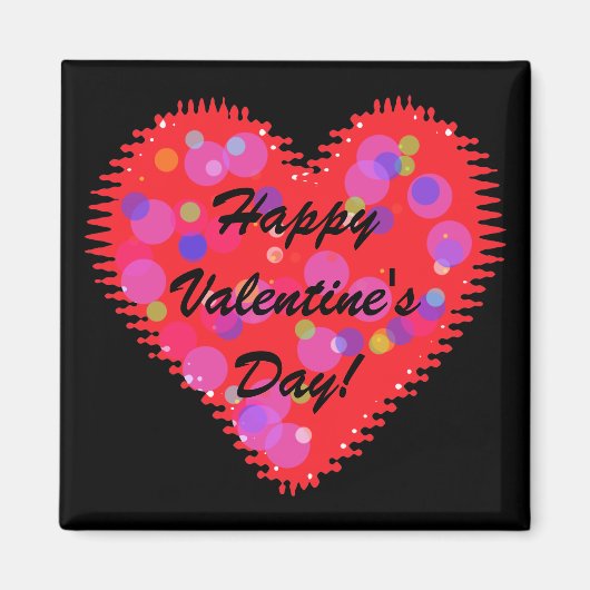 Wavy Valentine's Day Heart and Circles Magnet (Devant)