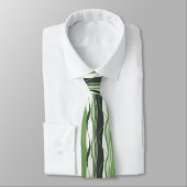 Wavy Vertical Stripes Green & White Stropdas (Gebonden)
