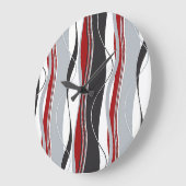 Wavy Vertical Stripes Red Black White en Grey Grote Klok (Hoek)