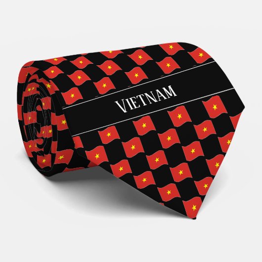 Wavy Vietnam Flag Pattern Stropdas (Opgerold)