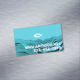 Wavy Waters Jesus Fish Magnetisch Visitekaartje