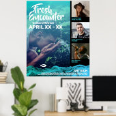 Wavy Waters Jesus Fish Poster (Thuiskantoor)