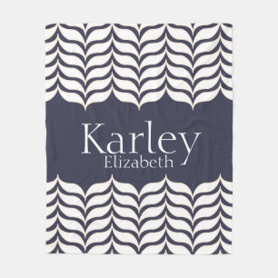 Wavy White Chevrons gepersonaliseerd Fleece Deken