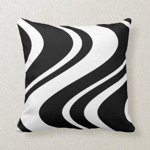 Wavy Zebra Stripe Pillow - zwart-wit Kussen