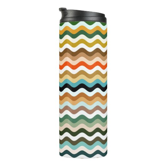 Wavy Zigzag Multicolor Pattern Thermosbeker (Geroteerd rechts)