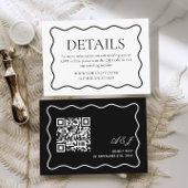 Wavy Zwart en Wit Oud Geld Trouwdetails Informatiekaartje