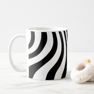 Wavy zwart-witte strepen patroon cafe mok