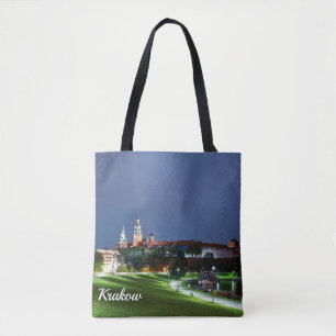 Wawel kasteel 's nachts in Krakau, Polen Draagtas