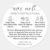 Wax Melts Waarschuwing Etiket modern script zwart  (Voorkant)