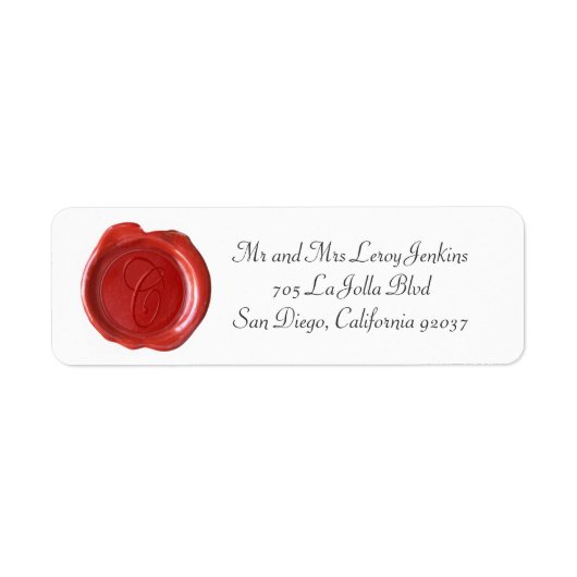 Wax Monogram Adresetiketten - Script C Etiket (Voorkant)