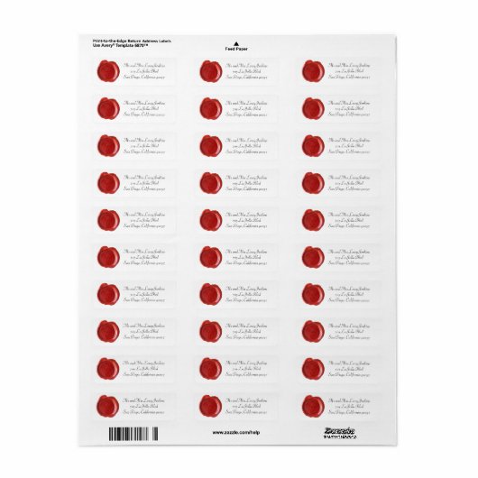 Wax Monogram Adresetiketten - Script C Etiket (Full Sheet)