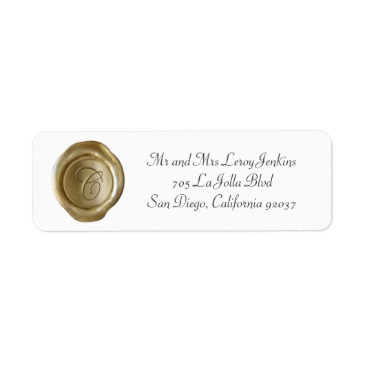 Wax Monogram Adresetiketten - Script C Etiket (Voorkant)