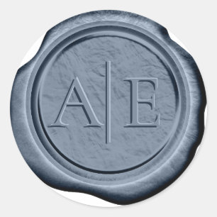 Wax Seal Bruiloft Accent Initialen Donkerblauw ID1 Ronde Sticker
