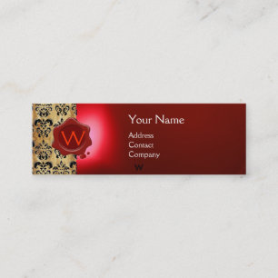 WAX SEAL DAMASK PARCHCHMENT MONOGRAM Red Mini Visitekaartje