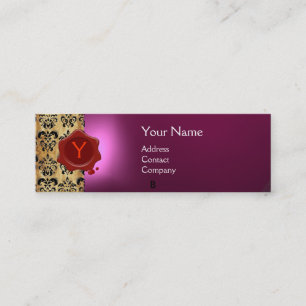 WAX SEAL DAMASK PARCHCHMENT MONOGRAM roze Mini Visitekaartje