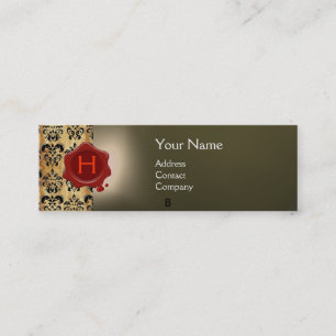 WAX SEAL DAMASK PARCHMENT MONOGRAM grijs Mini Visitekaartje