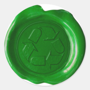 Wax Seal Monogram - Donkergroen - Recyclen symbool Ronde Sticker