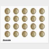 Wax Seal Monogram - Goud - Bold N - Ronde Sticker (Vel)