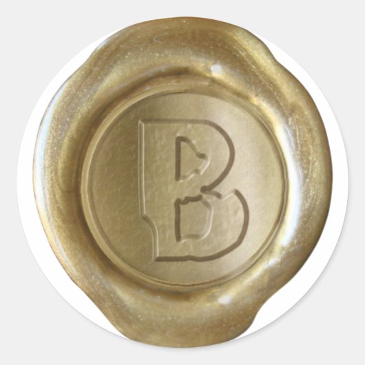 Wax Seal Monogram - Goud - Boulder B - Ronde Sticker (Voorkant)