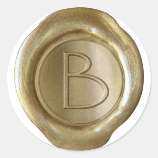 Wax Seal Monogram - Goud - ModernSlim B - Ronde Sticker (Voorkant)