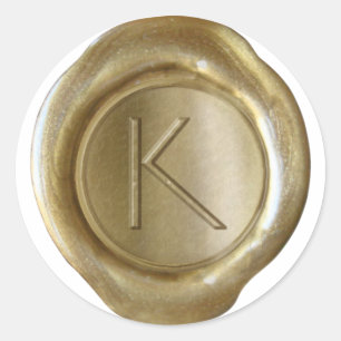 Wax Seal Monogram - Goud - ModernSlim K - Ronde Sticker