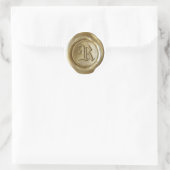 Wax Seal Monogram - Goud - Oud Engels - Letter R Ronde Sticker (Tas)