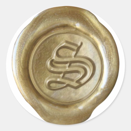 Wax Seal Monogram - Goud - Oud Engels - Letter S Ronde Sticker (Voorkant)