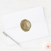 Wax Seal Monogram - Goud - Oudengels - Letter L Ronde Sticker (Envelop)