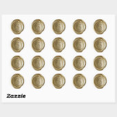 Wax Seal Monogram - Goud - Script E - Ronde Sticker (Vel)