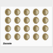 Wax Seal Monogram - Goud - Script J - Ronde Sticker (Vel)