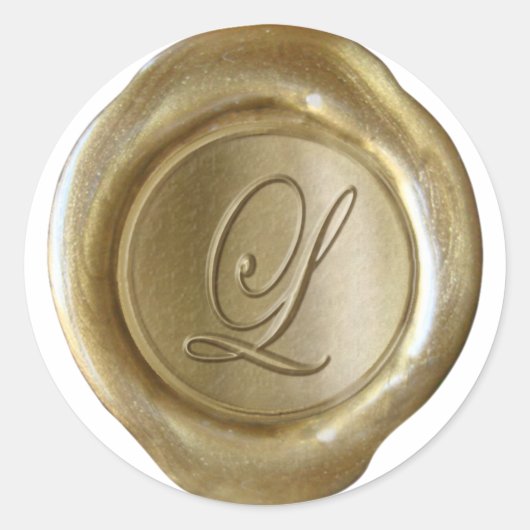 Wax Seal Monogram - Goud - Script L - Ronde Sticker (Voorkant)