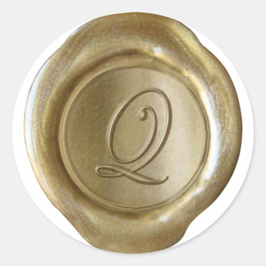 Wax Seal Monogram - Goud - Script Q - Ronde Sticker (Voorkant)
