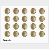 Wax Seal Monogram - Goud - Script T - Ronde Sticker (Vel)