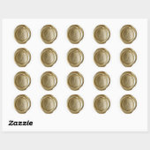 Wax Seal Monogram - Goud - Script W - Ronde Sticker (Vel)