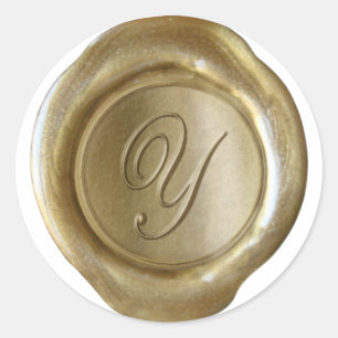 Wax Seal Monogram - Goud - Script Y - Ronde Sticker