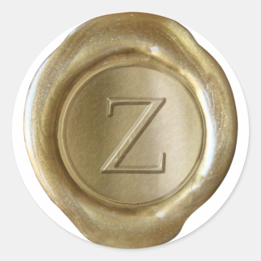 Wax Seal Monogram - Goud - Serif Z - Ronde Sticker (Voorkant)